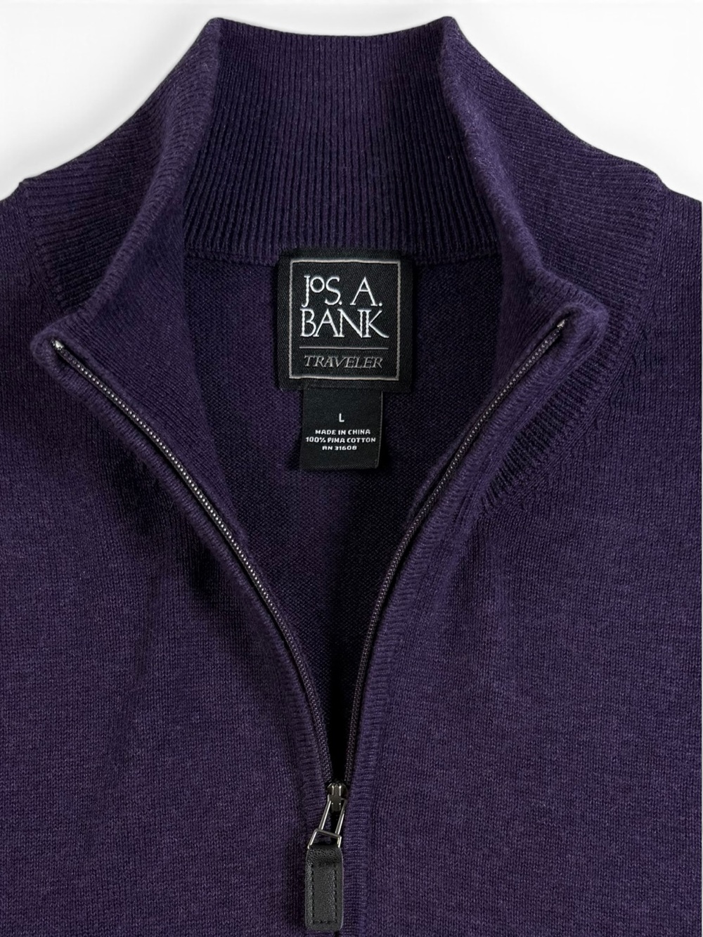 Jos. A. Bank Traveler Pima Cotton Quarter-Zip Purple Men’s L - Picture 5 of 10